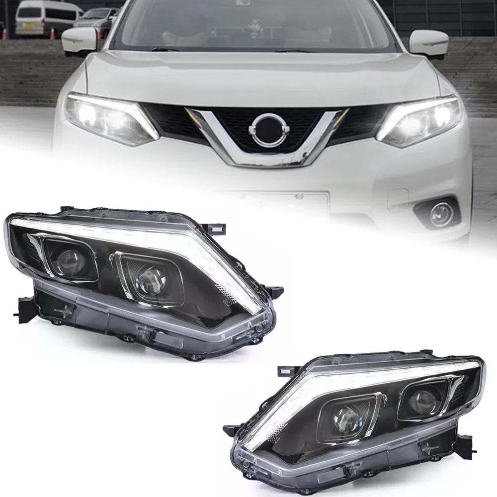 

Автомобильные фары для стайлинга для Nissan X-trail Rouge, светодиодные фары 2014-2016, DRL, спрятанный вариант, налобные фары, аксессуары для лучей «ангельский глаз»