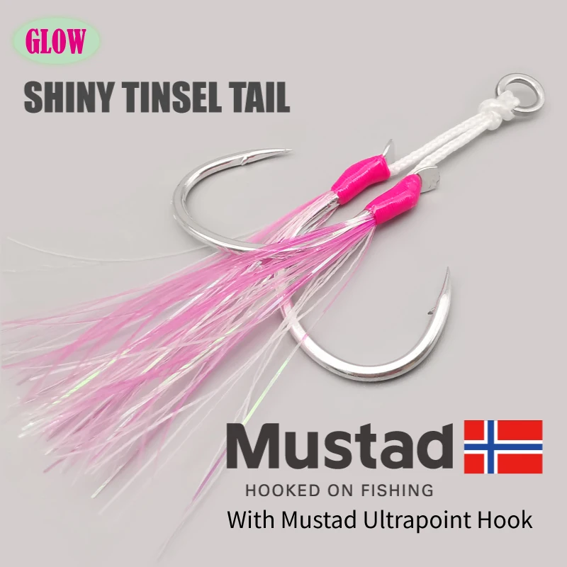 2-SJ Slow Jigging Twin Assist with Mustad Hooks Glow Jigging Hooks Sea-Bream Sea Fishing Hook