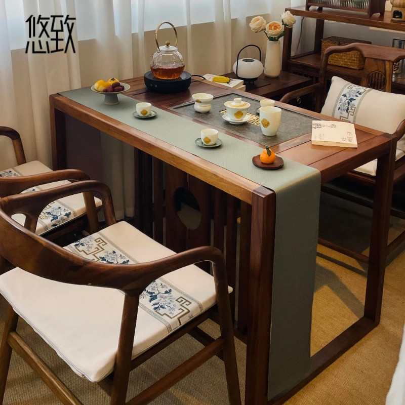 

Youzhi New Chinese Ash Wood Tea Table Household Walnut Solid Wood Tea Room Premium Design Zen Tea Brewing Table