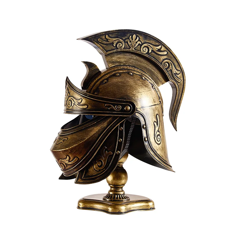 

Antique metal medieval knight head armor ornament European samurai American European retro decorative model props