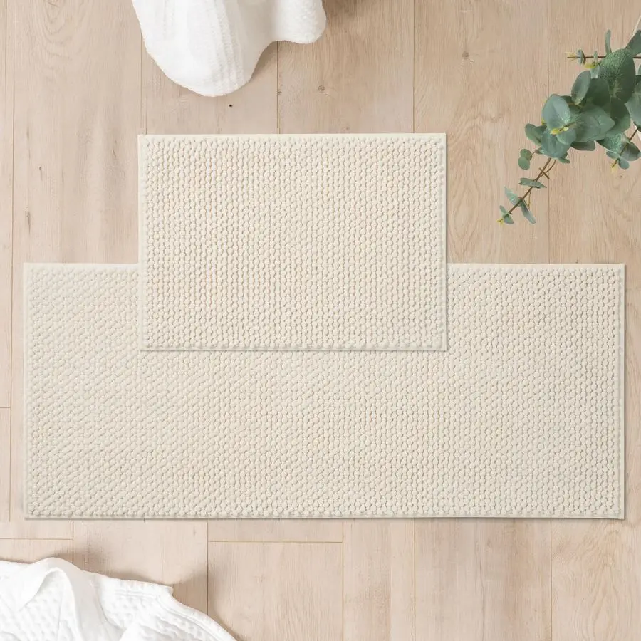 

Chenille Bathroom Rugs Sets 2 Piece 17x2420x47, NonSlip Bath Mats Set for Bathroom, Absorbent Bath Rug, Washable Set of 2 Shower