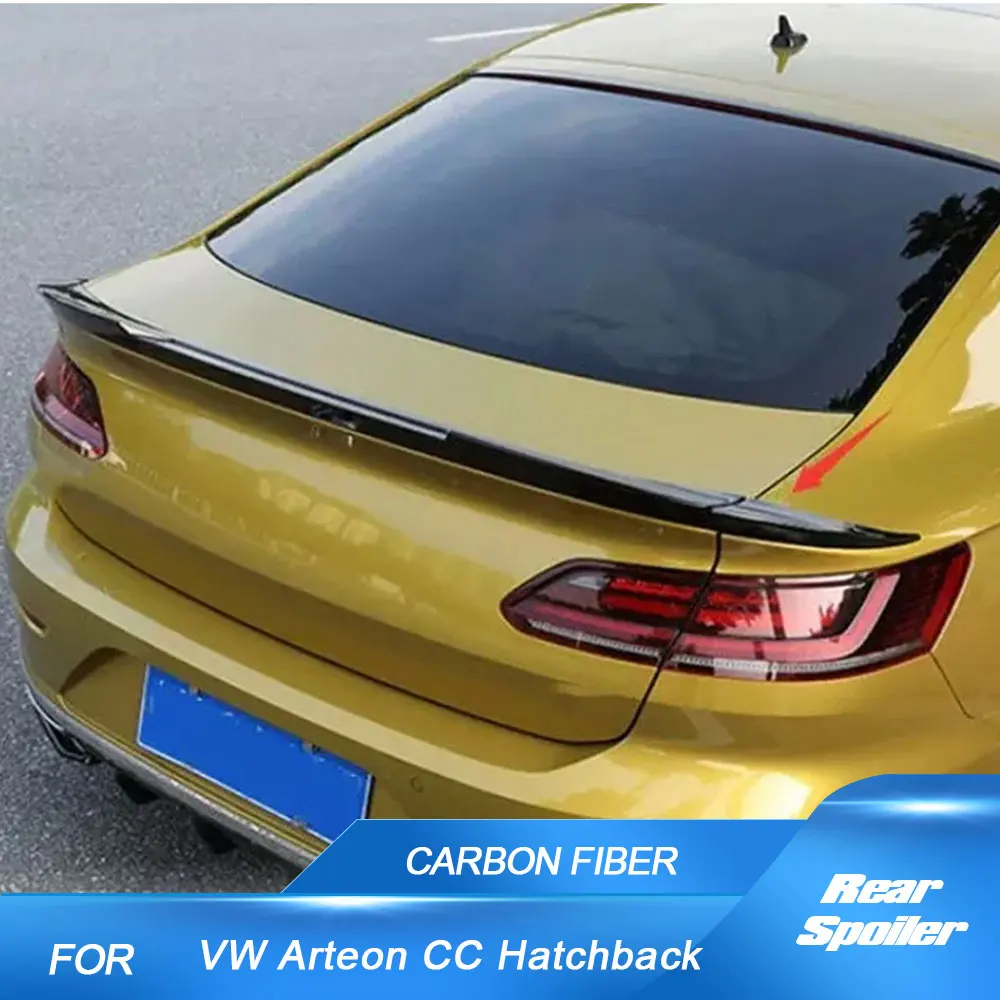 Car Rear Trunk Spoiler For Volkswagen VW Arteon CC Hatchback 2019UP Real Carbon Fiber Rear Boot Lid Highkick Wing Lip