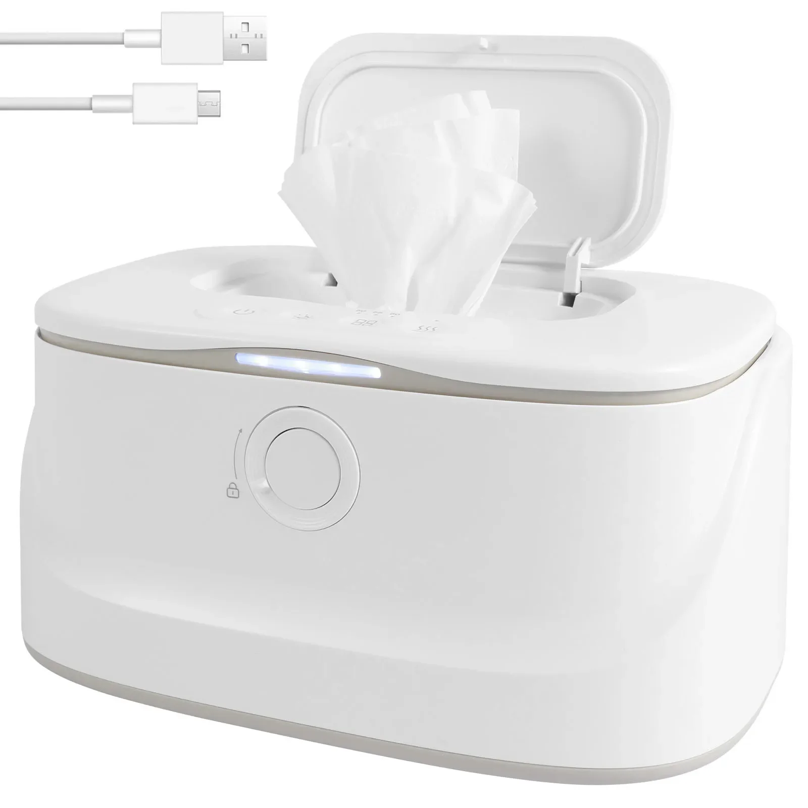 Baby Wet Wipe Heater Warmer 3 Adjustable Temperature Diaper Wipe Dispenser Portable USB Baby Diaper Napkin Heating Box Home/Car