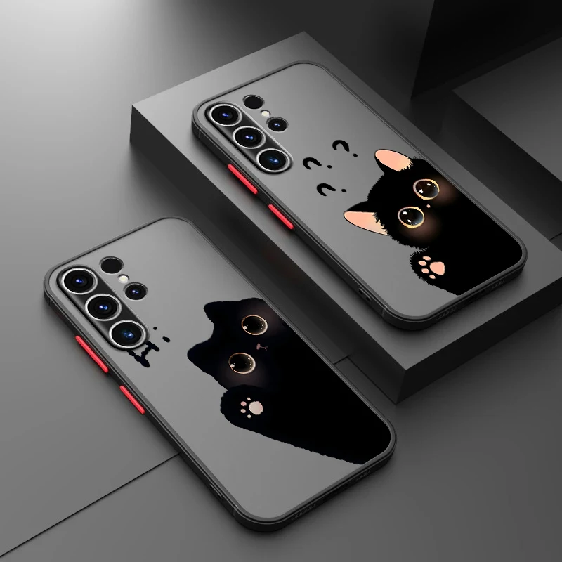 Case for Samsung Galaxy S26 S25 Ultra S23 FE S22 S21 Note 20 Ultra 10+ S20 FE S24 Plus Funda Back Phone Cover Hello Cute Blacks