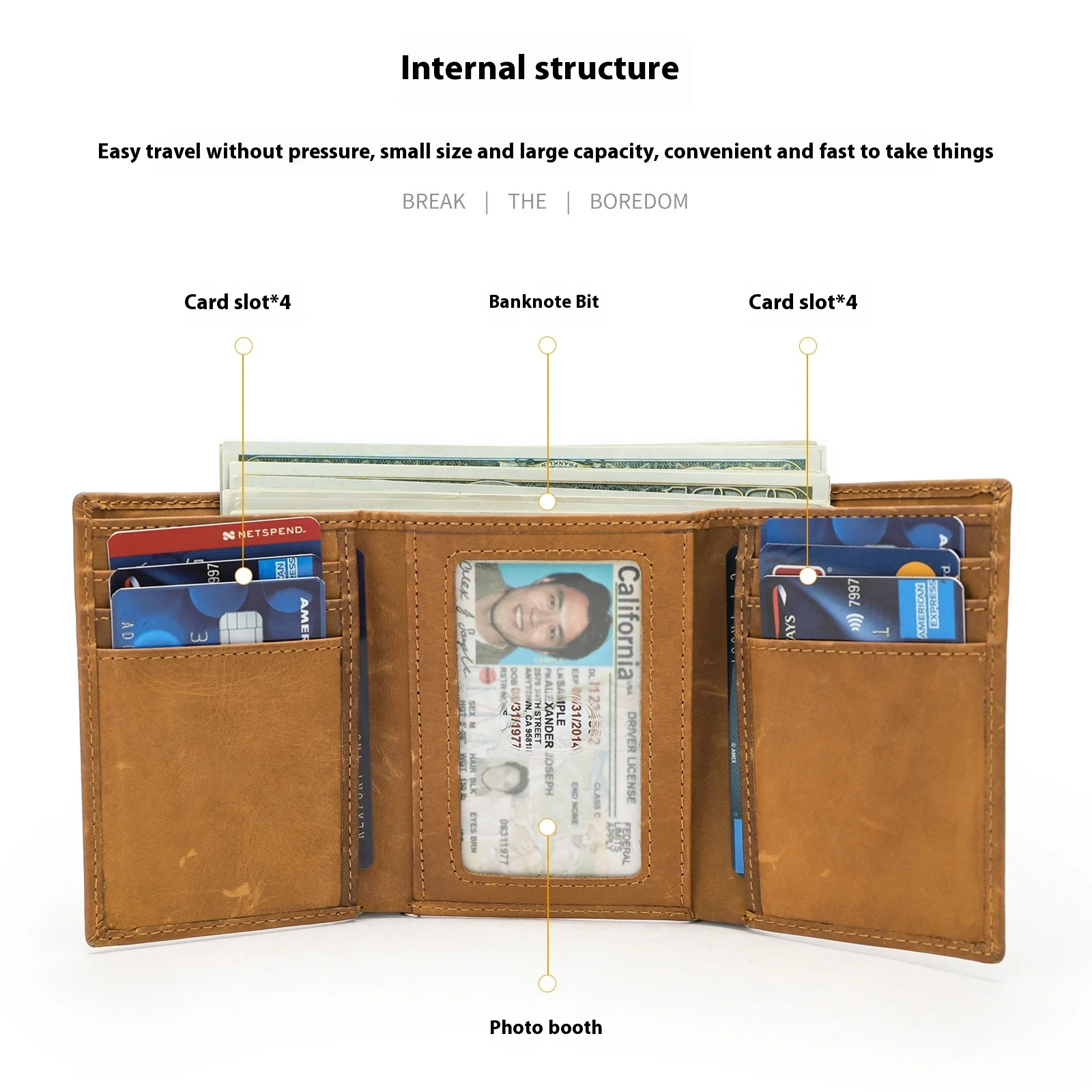 Crazy Horse Leather Coin Purse Short Wallet for Men