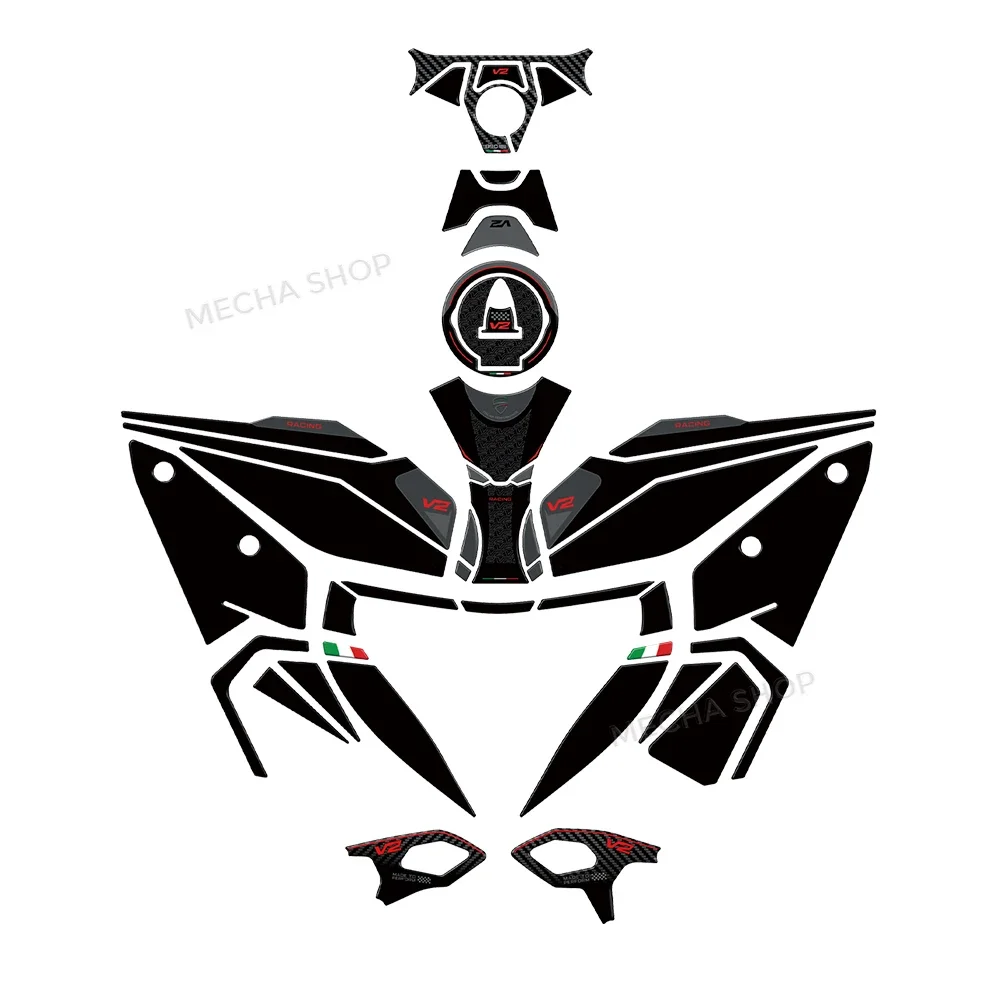 Panigale V2 2025 오토바이 액세서리 연료 탱크 보호 3D 스티커 키트