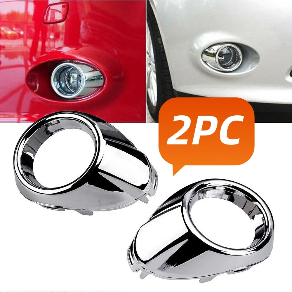 2 قطعة الوفير الضباب ضوء غطاء المصباح المحيطي كروم المملكة المتحدة الجبهة الضباب غطاء خفيف الحواف مصباح الزخارف لفورد فوكس Mk3 2011-2014 #2
