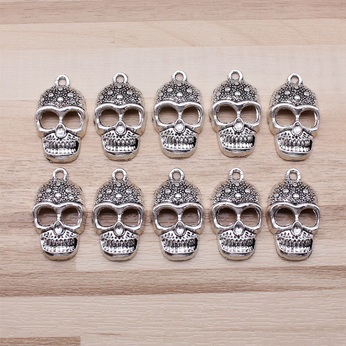 IFOCUS 10pcs/Lot Skull Charms For DIY Jewelry Making Zinc Alloy 28x16mm/1.1x0.63inch