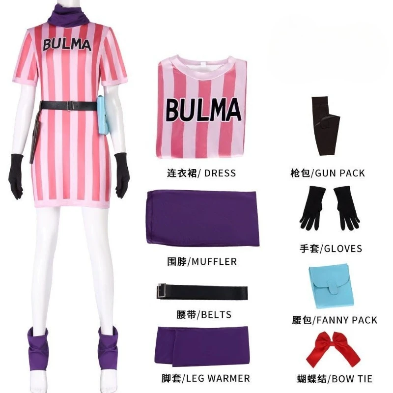 Nowe gadżety z anime Dragon Ball, Bulma, Son Goku, urocza sukienka z kreskówki dla dziewczynek, personalizowany, kreatywny kostium na Halloween do cosplayu