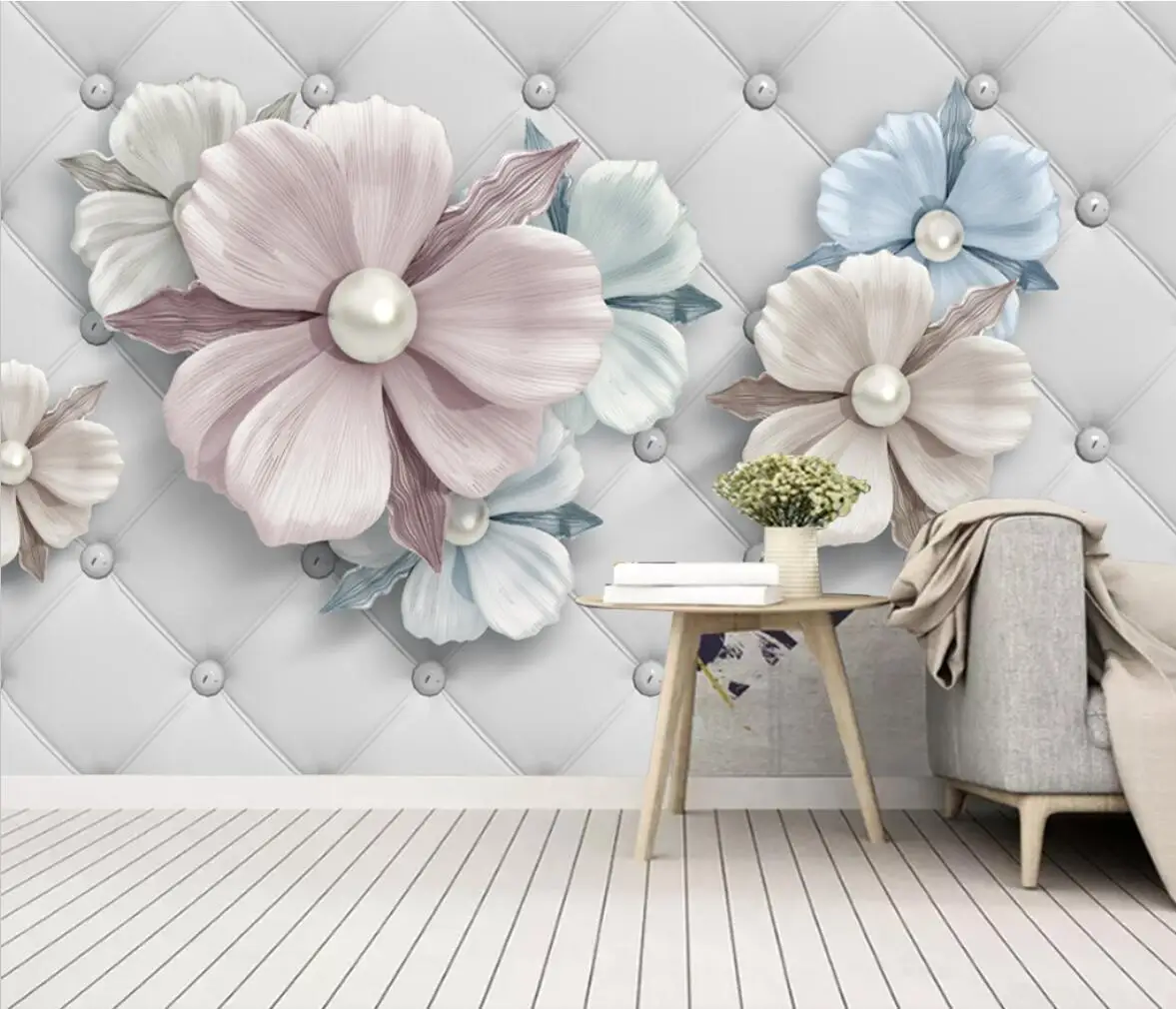 

Custom jewelry flower soft bag Mural Wallpaper for Living Room Bedroom Wall Painting Art Wall Papers Home Decor 3D decorations