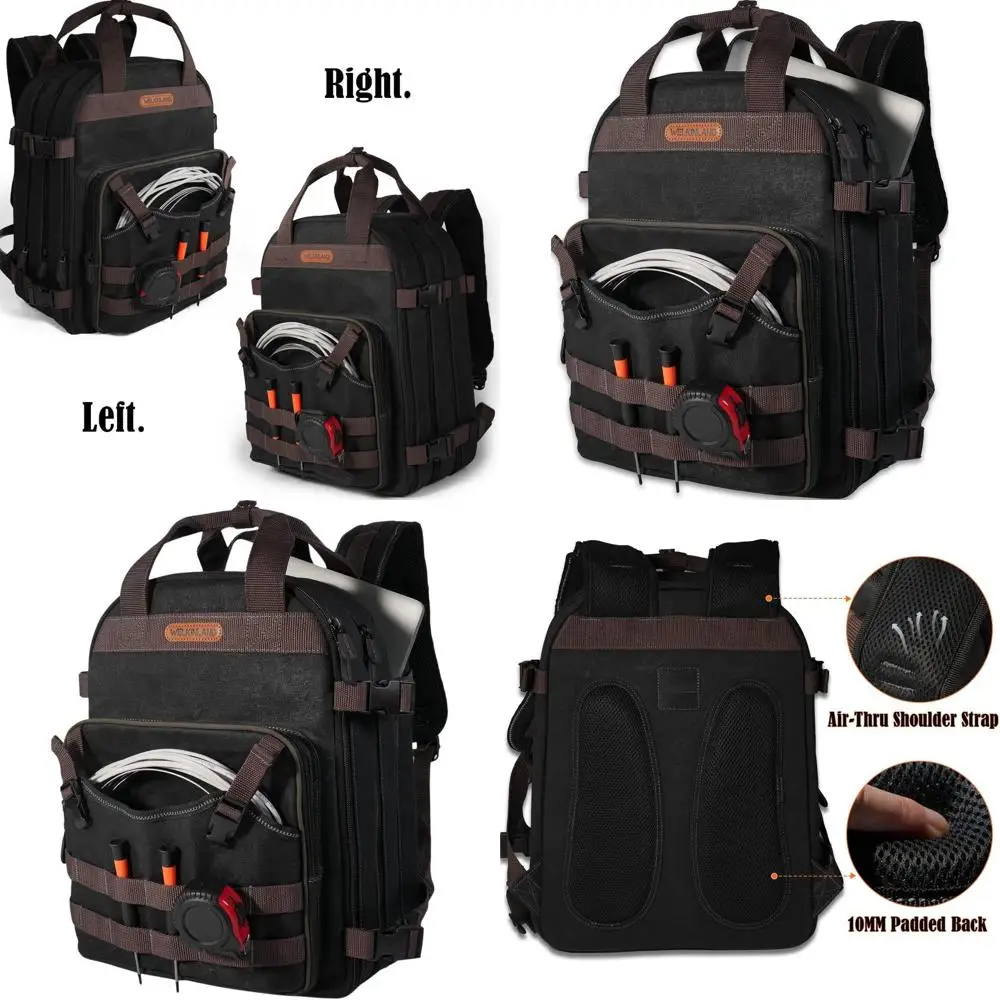 

Рюкзак для инструментов электрика из вощеного холста на 90 карманов, сверхпрочная рабочая сумка с множеством отделений