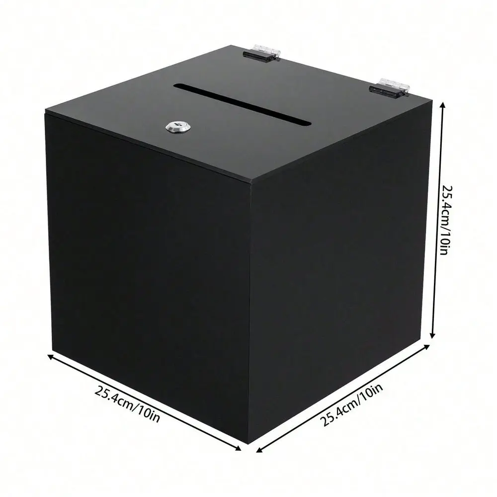Black Deluxe Donation Box Tip Jar Ballot Suggestion With Lock 10