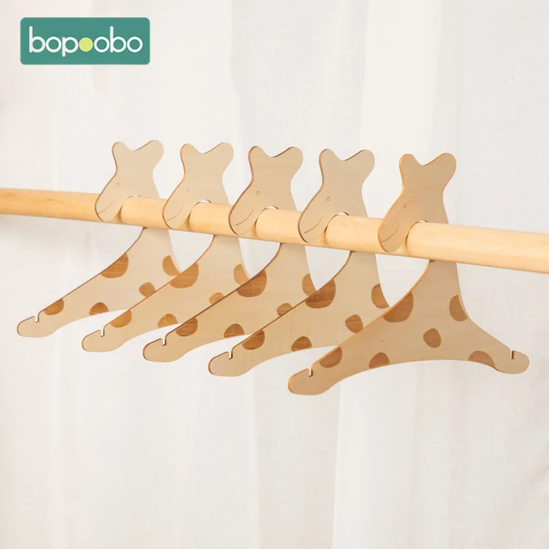 5PCS Baby Wooden Animal Clothes Hanger DIY Creative Hangers For Clothes Bath Towel Coat Durable Home Children's Room Decoration