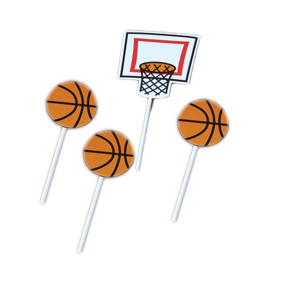 24 Pcs Basketball Cake Topper Decorations Cupcake Drainage Baseball Party Supplies