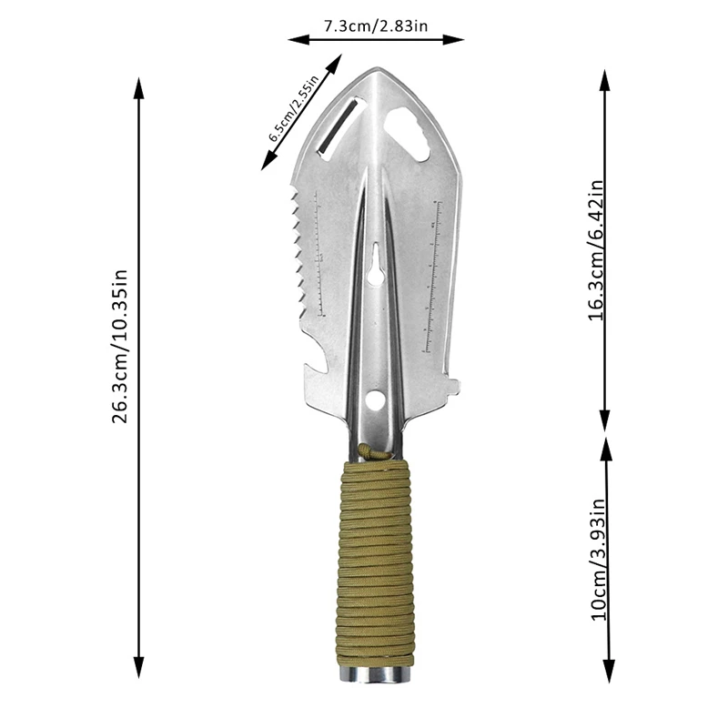 Aço jardinagem pá com chave, Pá do exército multifunções ao ar livre, Pá Sobrevivência Militar, Camping Garden Digging Tools