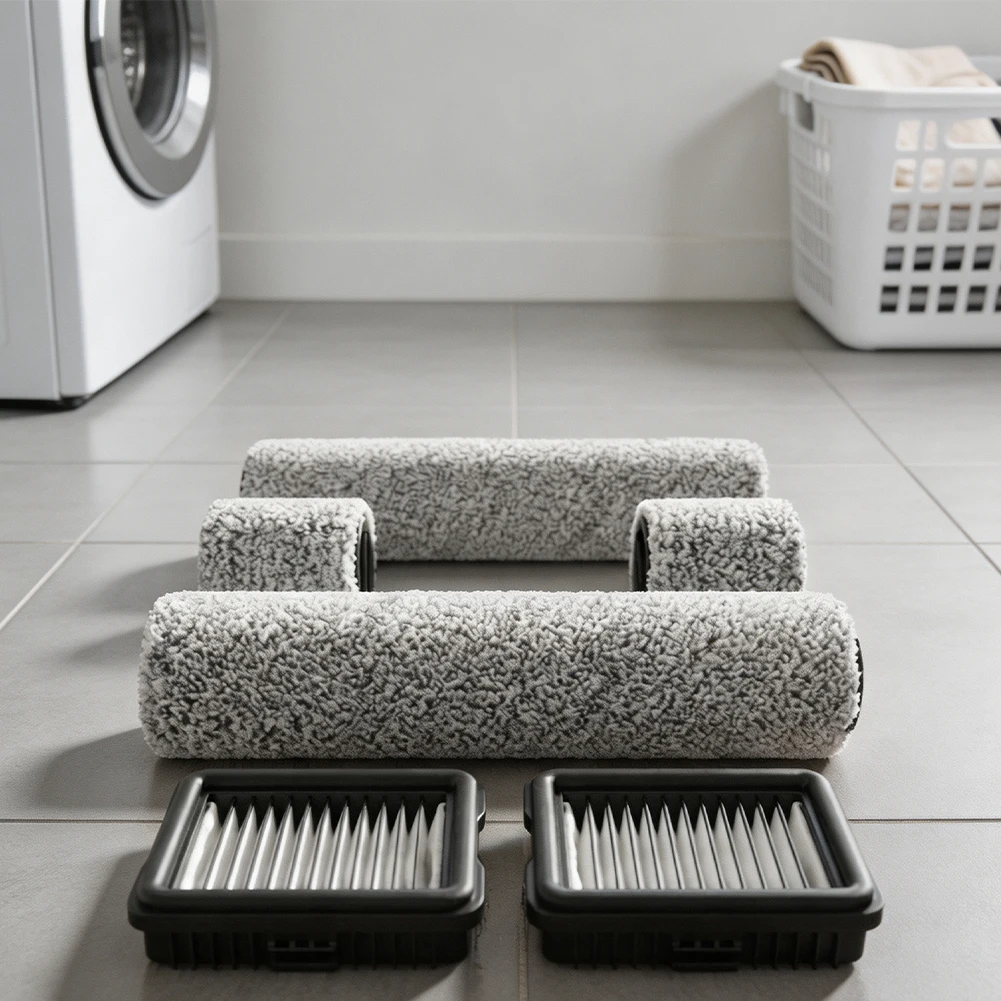 Microfiber Brush Rollers + HEPA Filters Set for midea for g6 for g6-T G7 for x10 for x10 Pro Hard Floor Scrubber Accessories