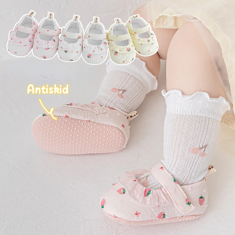 

Newborn Baby Shoe Baby Girl Shoe SpringSummer Princess Lace Strawberry Dress Shoe Soft Soled Walking Shoe Non Slip Cute Footwear