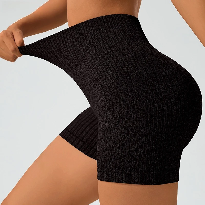 Yogabroek Dames Hoog getailleerde perzikbillen Nauwsluitende hardloopfitnessbroek Met schroefdraad Effen kleur Sport Driekwartbroek