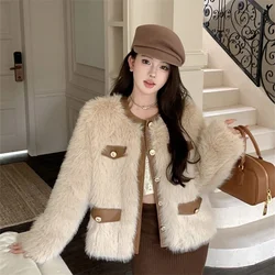 Short Mink Plush Coat Women's 2022 Winter New Faux fur One-Piece Thick Gold Mink Velvet Small Fragrance Coat Female Lamb Wool Ja