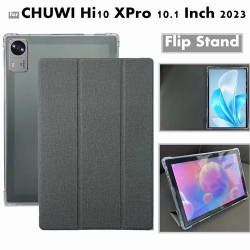 Imagen 1 del producto Para CHUWI Hi10 XPro Hi 10 X Pro 10,1 pulgadas 2024 2023 Funda de cuero con tapa ultrafina tres pliegues a prueba de golpes con soporte para tableta