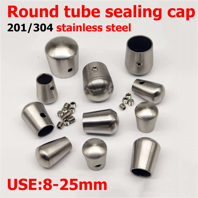 201/304 Stainless Steel Round Steel Pipe Hole Plug Insert End Cap Non Welding Plug  Head Cap Decorative Cap