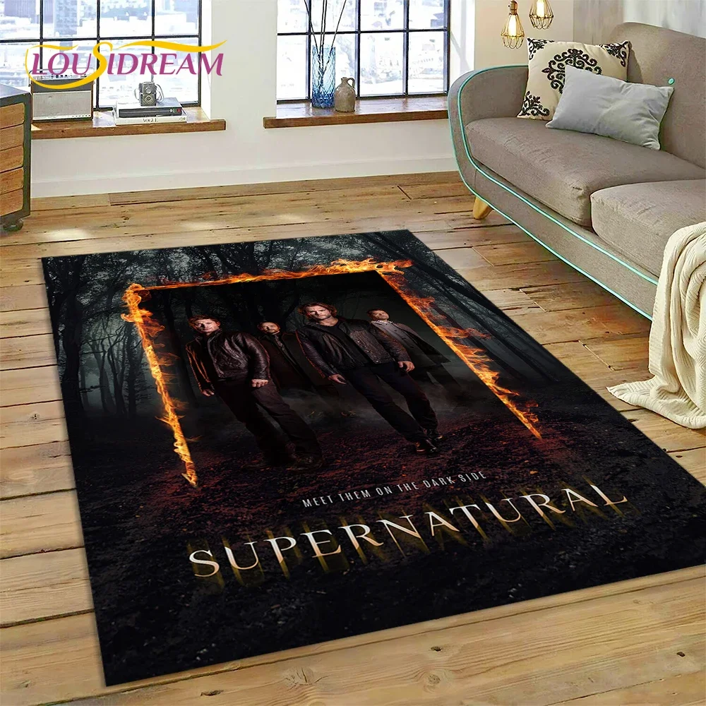 SPN Latest Supernatural Dean Sam 3D Rug Carpet for Living Room Bedroom Home Decor,Floor Mat Non-slip Decoration for Sofa Doormat