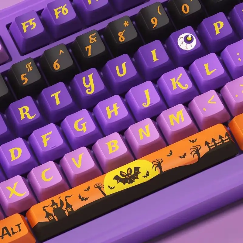 Halloween Horror Night Keycaps PBT Thermal Sublimation Personalized Keycap Cherry Profile Purple Orange Festive Vibe Key Caps