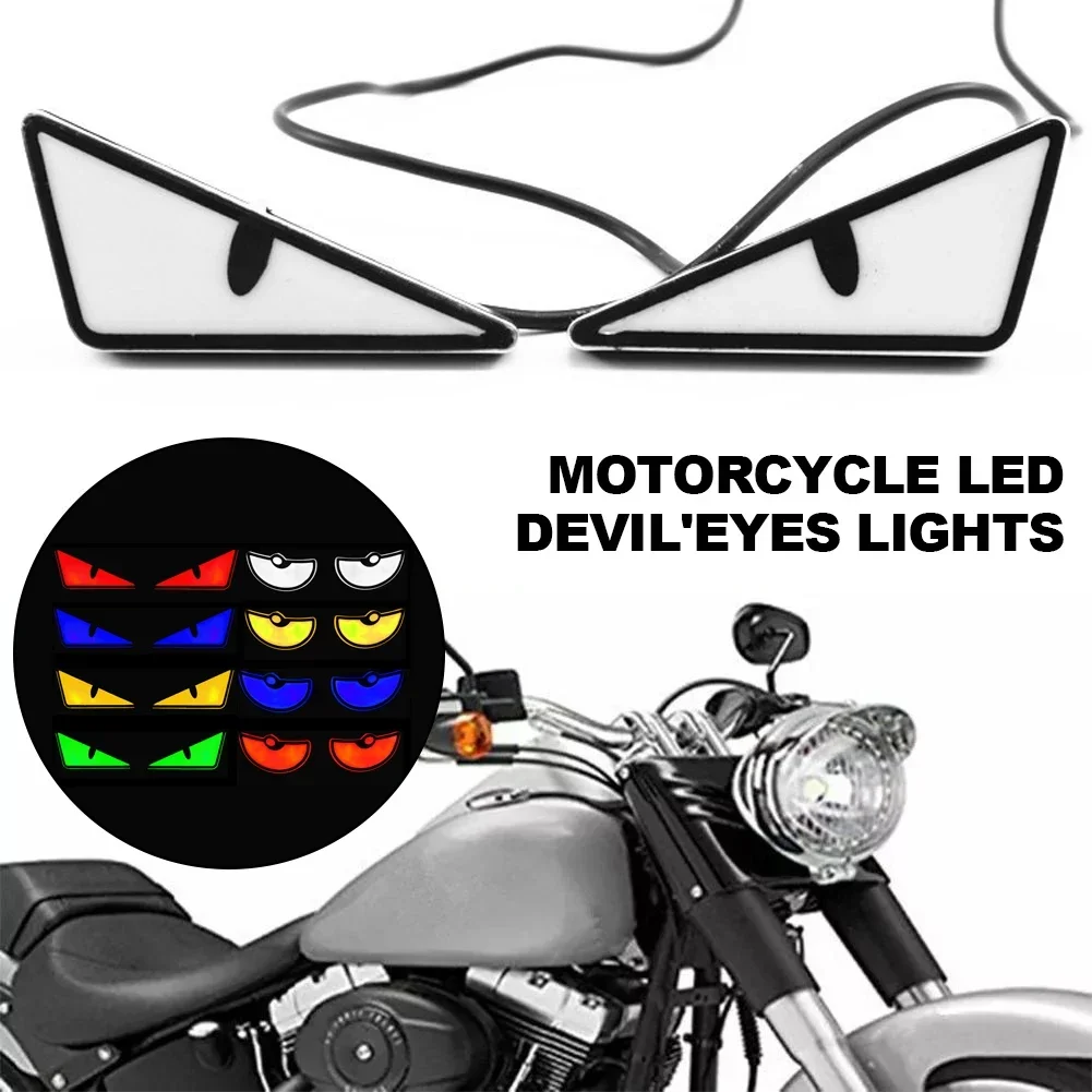 Motorcycle LED Triangle Demon Eye Light Evil Eyes Headlight Motorcycle Mini Projector Lens Lamp for Any Car Model