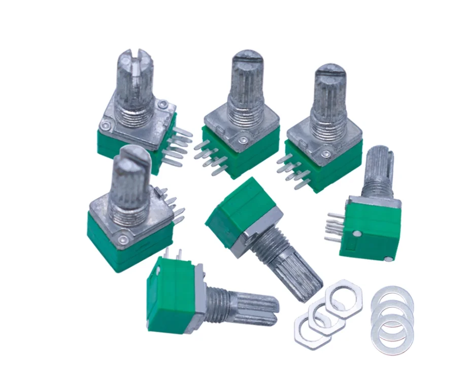 RK097G Dual Potentiometer B5K/10K/20K/50K/100K 6-Pin Sealed Potentiometer for Audio Amplifiers