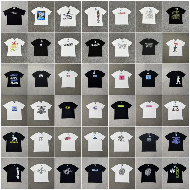 

ADWYSD sun roll printed pure cotton short sleeved summer high street men's and women's loose casual versatile T-shirt