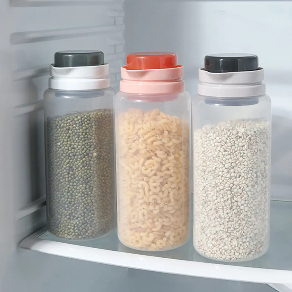 

2Pcs Airtight Food Containers Transparent Wide Mouth Grain Storage Jars Sealable Rice Sugar Holders Dry Food ganizers Measuring