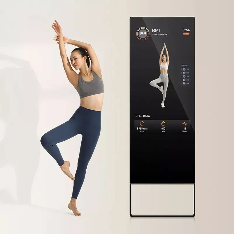 Miroir de Fitness Interactif Personnalisé avec Écran Tactile LCD pour Maison Intelligente, Montage Numérique sur Pied