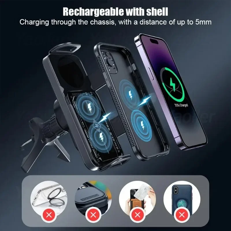 NEW Dual Coil Fold Screen Car Wireless Charger for Samsung Galaxy Z Fold 3 2 Flip 4 iPhone Fast Phone Charging Vent Mount Holder