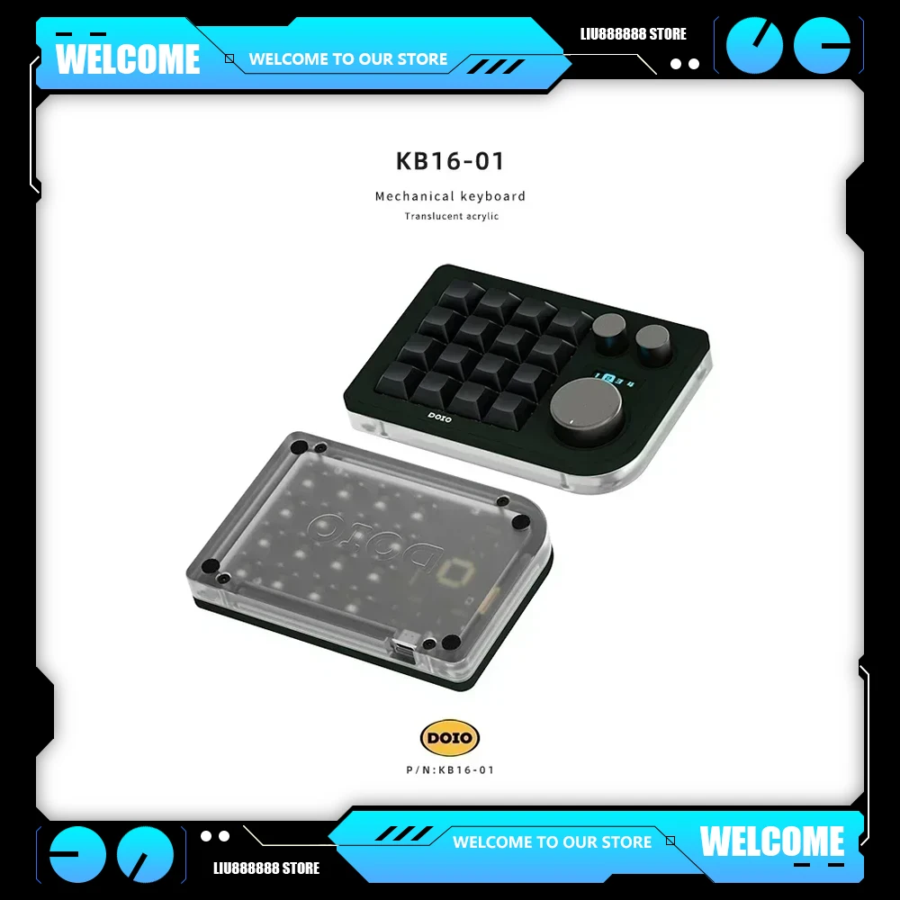 DOIO KB16-01 Mini Keypad Three Knob Controller Keyboard Customized 16 Key QMK VIA Designer Custom Mechanical Keyboard PC Gifts