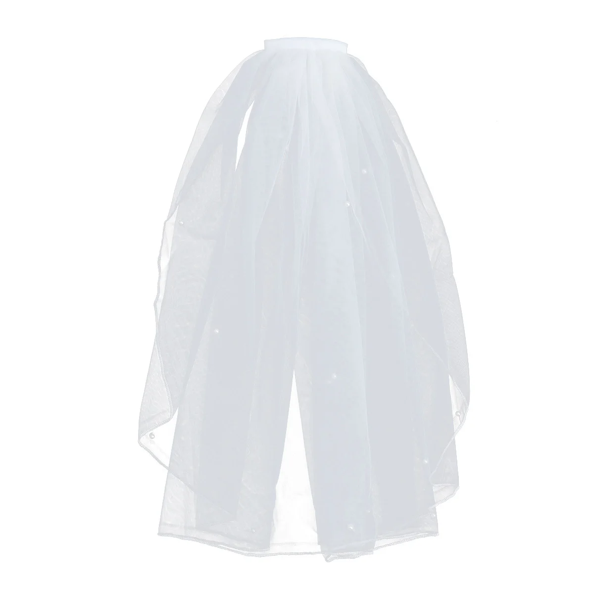 

Short Bridal Veil with Pearls Shoulder Length Elegant Wedding Veil for Bride Engagement Proposal Ivory Bridal Veils