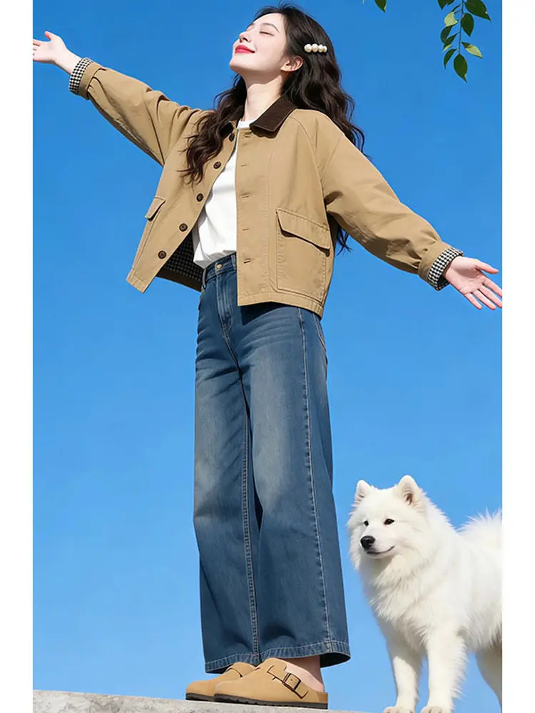 Elegant Casual Fashionable Women's Jacket Coat Spring Autumn New Style Beautiful Turn-down Collar Versatile Stylish Top