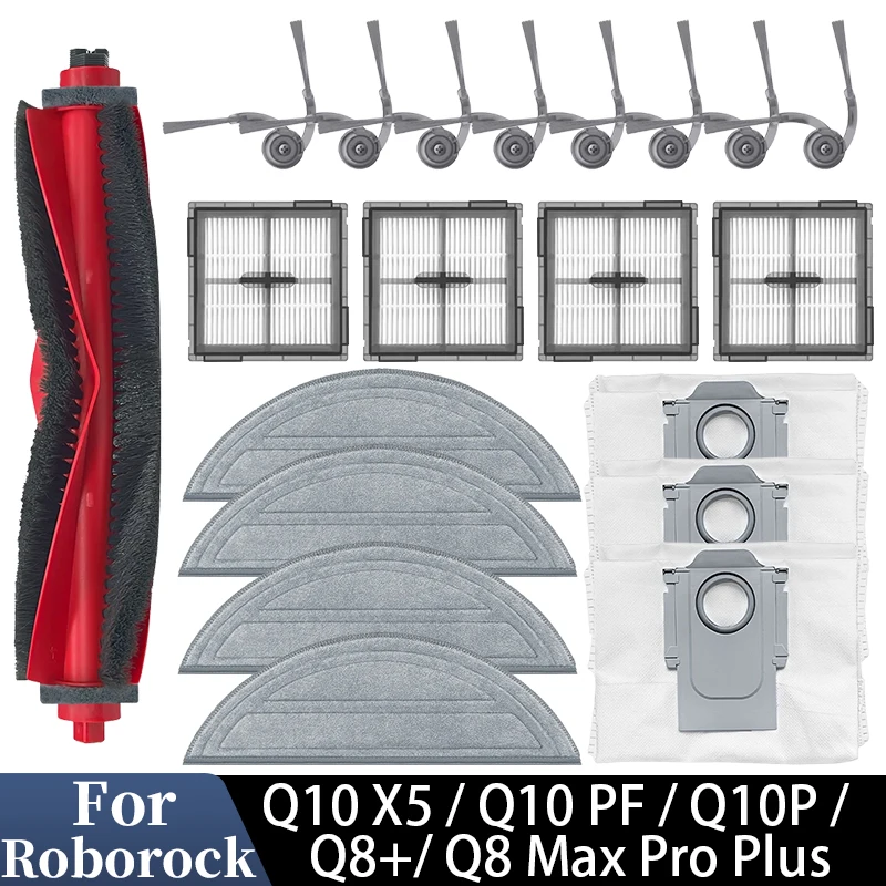Roborock Q10 S5/Q10 S5 +/Q10 VF/Q10 VF +/Q10V/Q10V Plus/S8 Pro/S8 Pro Plus Yedek Aksesuar Ana Yan Fırça Hepa Filtre