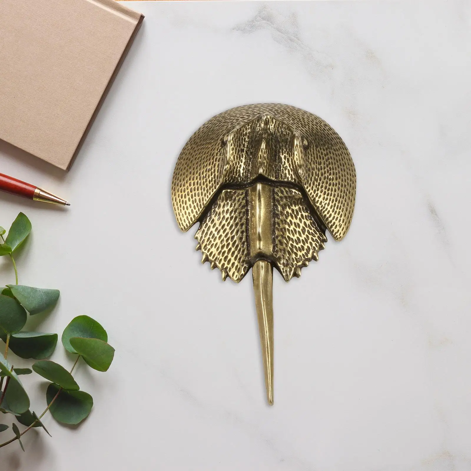 

Horseshoe Crab Brass Simulated Miniature Figurines Tea Pet Crafts Gift Sea Creature Model for Desktop Home Bathroom Shelf Office