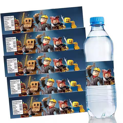 10PCS Roblox Stickers Water Bottle Labels Decorations Stickers Birthday Party Bottle Wraps Baby Shower Kids Girl Boy Party Favor