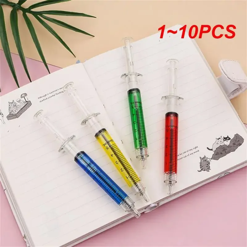 

1~10PCS Injection Shape Ballpen Nurse Needle Ball Point Pen Office School Stationery Pen Syringe Needle Ballpoint Pen Glass pen