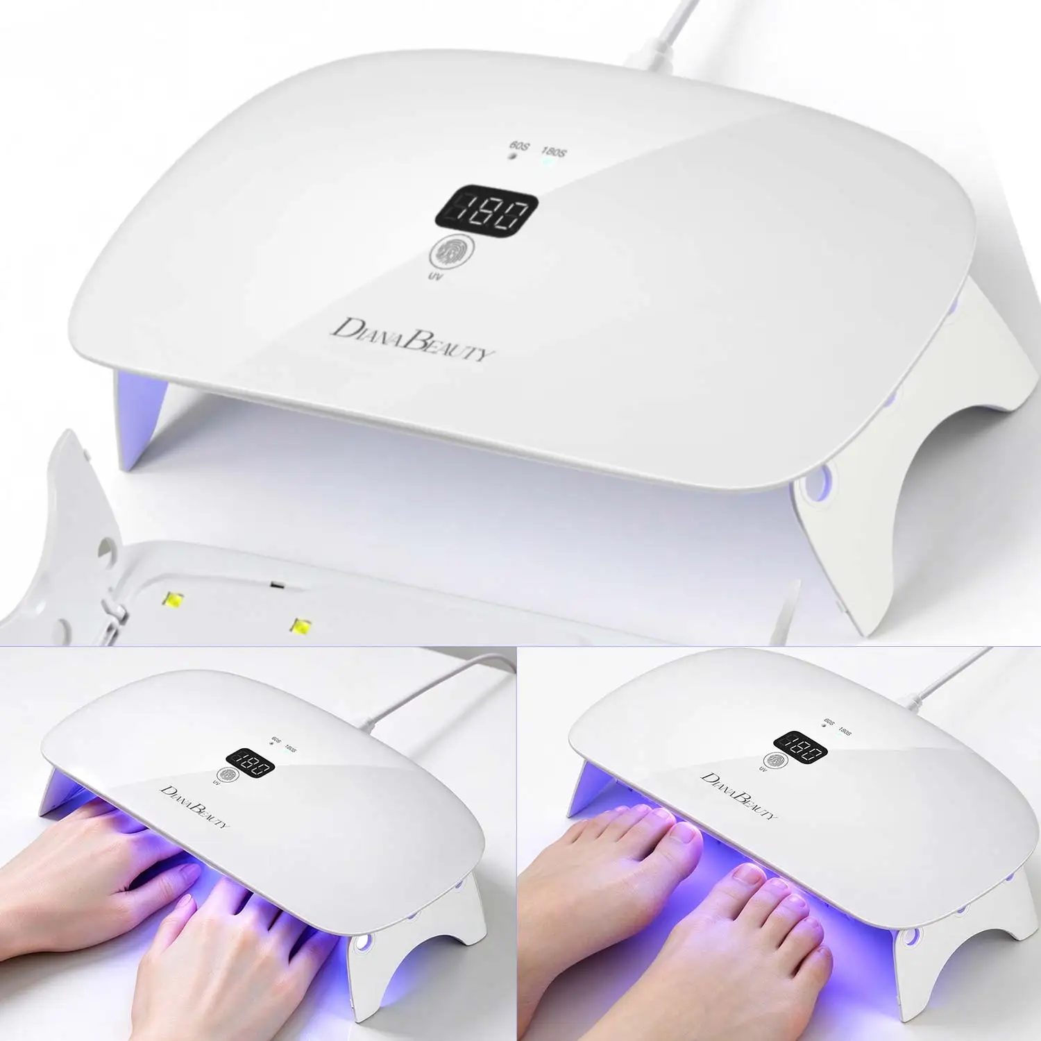 DianaBeauty UV Nail Lamp Foldable Mini Nail Dryer with 2 Timer Settings Powerful UV Lamp for Drying nails Manicure Lamp Tools
