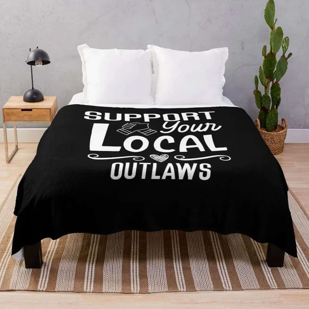 Support your local outlaws Essential T-Shirt Throw Blanket Sofa Bed linens Flannel Blankets