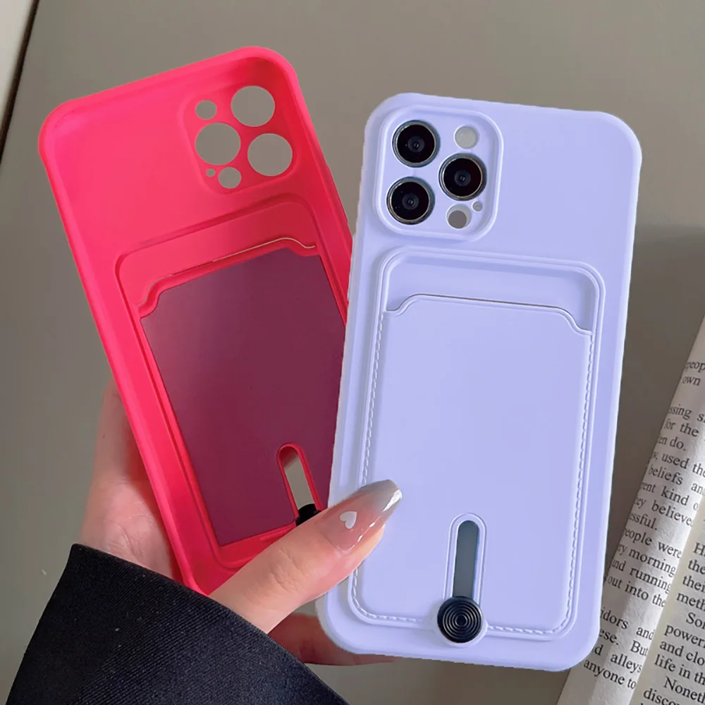 Silicone Wallet Phone Case For Samsung Galaxy S26 S25 S24 S23 Ultra Plus A54 A35 Card Slot Pocket Shockproof Protective Cover