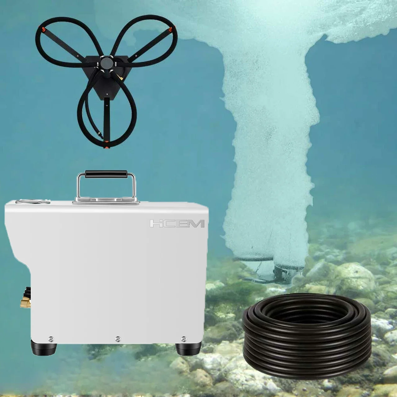 

1h AC powered pond aerator pump 5CFM Rocking Piston air compressor aeration water aerator pump for 3 acre ponds lake