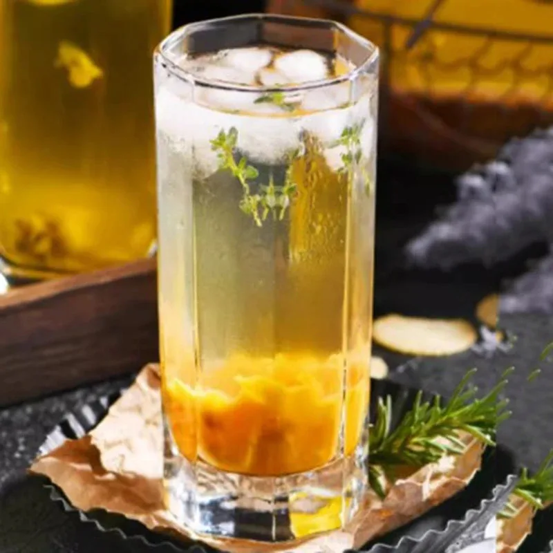 

4pcs Set 7.5oz 220ml Juice Cups Straight Thick Bottomed Glass Cup Transparent Octagonal Wine Glass Whiskey Cocktail Beer Glasses