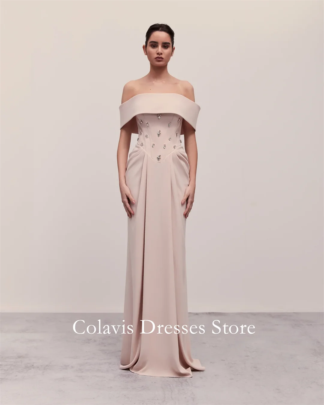 

Colavis Fashion Customized 2024 New Women's Off The Shoulder Belted Collar Dress Prom Evening Dress Celebrity Party Dress