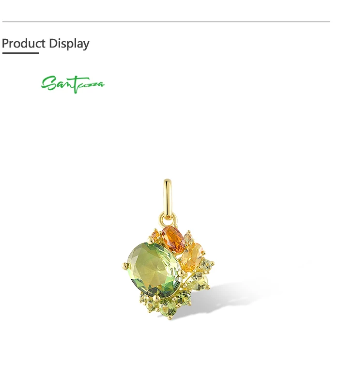 SANTUZZA Anhänger aus reinem 925er Sterlingsilber für Damen, funkelnder synthetischer grüner Spinell, farbenfrohe Geschenke für Hochzeiten und Partys, edler Schmuck – Detail 7