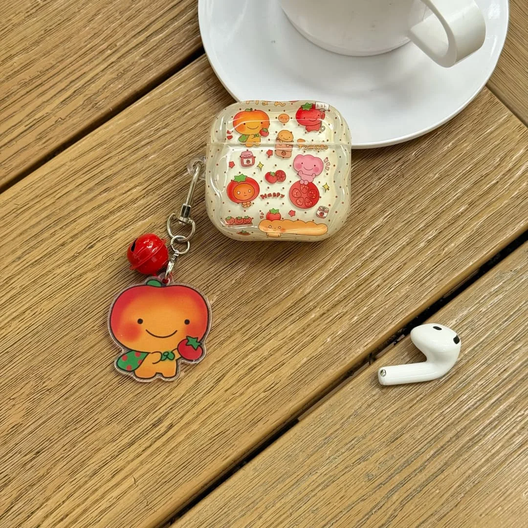 Kawaii Tomato People Earphone Case for Air pods4/3/2/1/Pro/Pro2/Pro3  With Pendant  Shockproof Protector