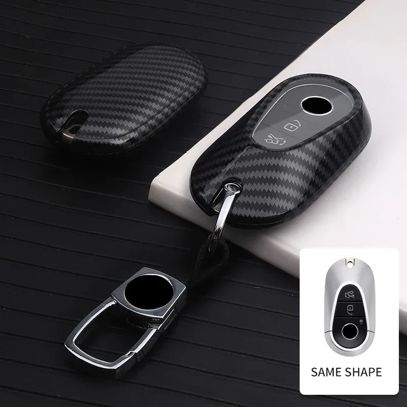 Fashion Carbon Fiber+TPU Car Remote Key Cover Bag For Mercedes-Benz New C S Class W223 W206 C260 S400 S500 S450 Accessories