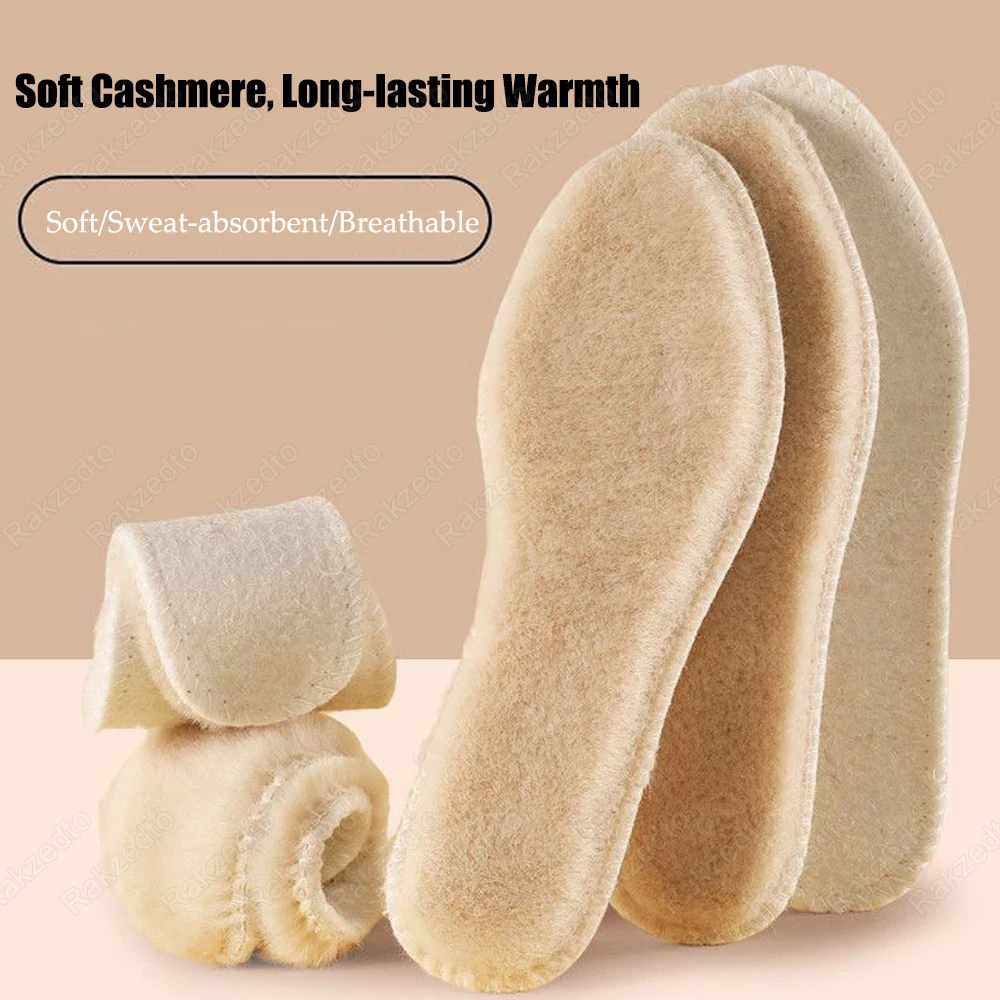 1/2Pairs Imitation Wool Warm Insoles for Boots Man Woman Thickened Fluffy Fleece Thermal Insoles for Shoes Winter Feet Warmers